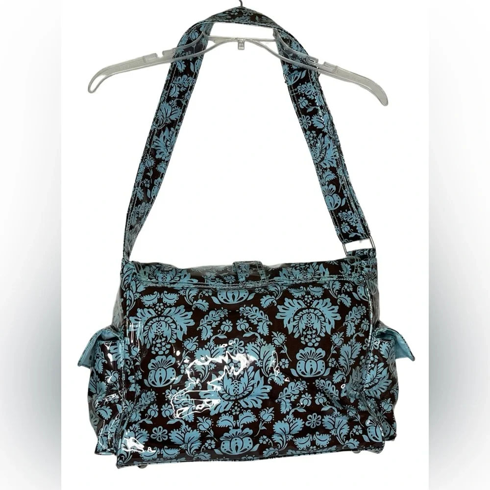 Kalencom New Orleans‎ Toile Chocolate/Blue Adjustable Strap Diaper Bag